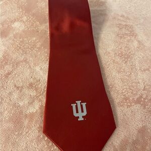 Elegant Red Men's Tie with IU Emblem